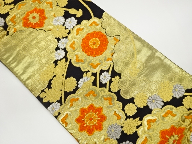 JAPANESE FUKURO OBI / WOVEN FLOWER CREST